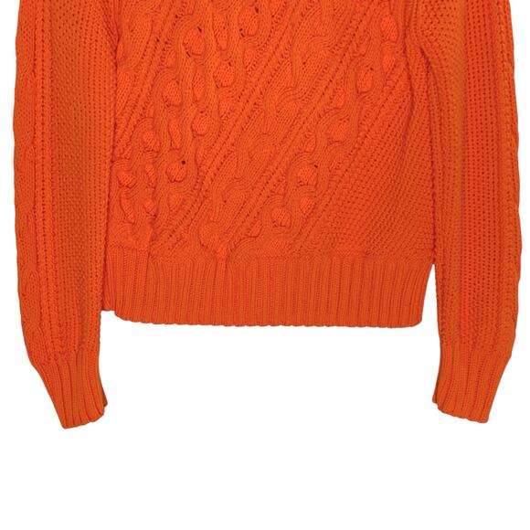 J Crew S Womens Orange Diagonal Cable Knit Crewneck Sweater Fall - Picture 5 of 10
